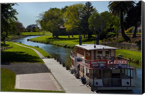 Framed River Queen Paddle Steamer, Taylor River, New Zealand Print