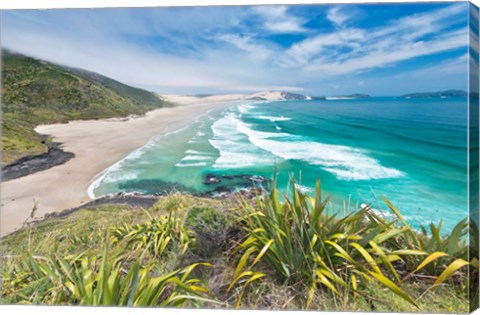 Framed New Zealand, North Island, Cape Reinga, Te Werahi Beach Print