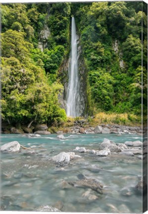 Framed New Zealand, South Island, Haast Pass, Thunder Creek Falls Print