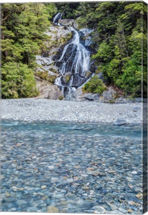 Framed New Zealand, South Island, Mt Aspiring National Park, Fan Tail Falls Print