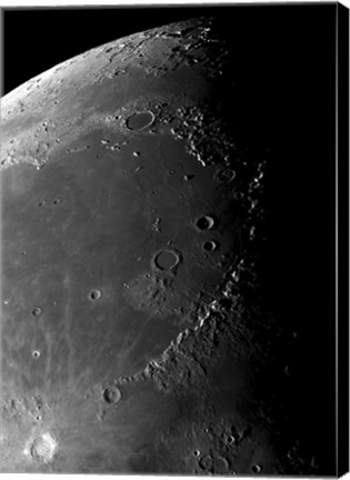 Framed Craters Copernicus, Plato, Eratosthenes, and Archimedes near the Montes Apenninus Mountain Range Print