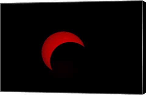 Framed Partial Solar Eclipse (red sun) Print