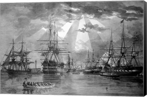 Framed US Naval Ships during the Civil War Print