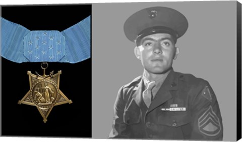 Framed Sergeant John Basilone and the Medal of Honor Print