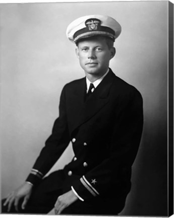 Framed John F Kennedy in his Navy Uniform Print