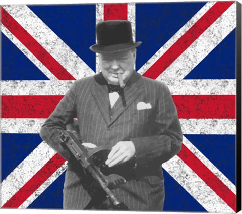 Framed Sir WInston Churchill with Union Jack Print