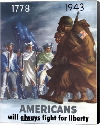 Framed American Infantryman Marching War Poster Print