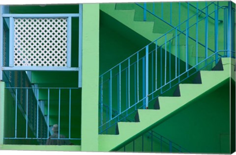 Framed Hotel Staircase (horizontal), Rockley Beach, Barbados Print