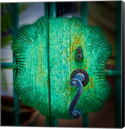 Framed Iron Gate Door Handle in Road Town, Tortola, British Virgin Islands Print