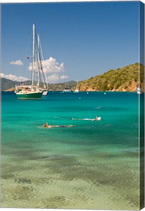 Framed Snorkelers in idyllic cove, Norman Island, BVI Print