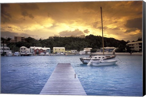 Framed View of Flatts Village, Bermuda, Caribbean Print