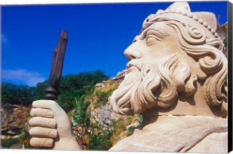 Framed Statue of Neptune in Bermuda Maritime Museum, Royal Naval Dockyard, Bermuda, Caribbean Print