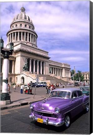 Framed Classic 1950&#39;s purple Auto, Havana, Cuba Print