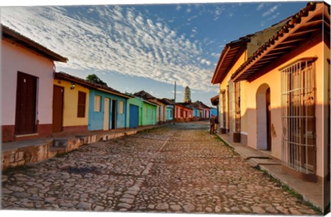 Framed Early morning view of streets in Trinidad, Cuba Print