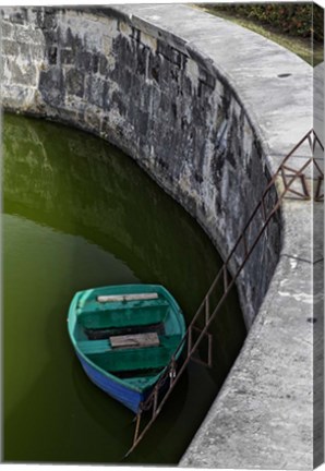 Framed Boat at the fortress of La Fuerza in Havana, Cuba Print