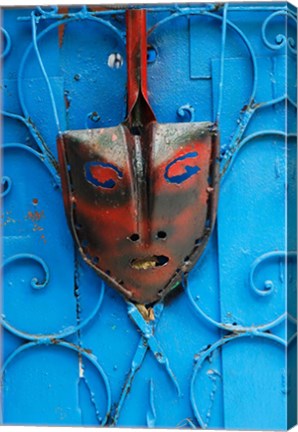Framed Mask on Callejon de Hamels building walls, Cuba Print