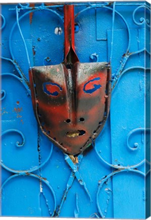 Framed Mask on Callejon de Hamels building walls, Cuba Print