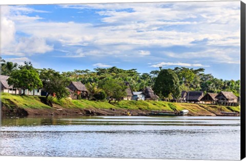 Framed Houses along a riverbank in the Amazon basin, Peru Print