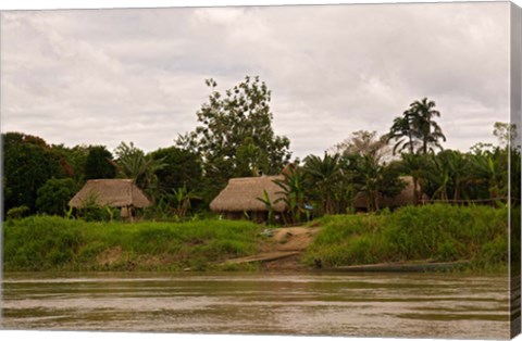 Framed Indian Village on Rio Madre de Dios, Amazon River Basin, Peru Print