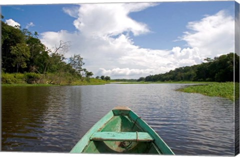 Framed Dugout canoe, Boat, Arasa River, Amazon, Brazil Print