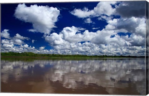 Framed South America, Peru, Amazon Cloud reflections on Amazon river Print