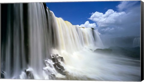 Framed Towering Igwacu Falls Drops into Igwacu River, Brazil Print