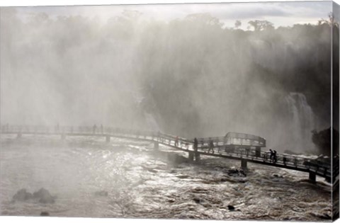 Framed Lookout Engulfed in Mist, Iguassu Falls, Brazil Print