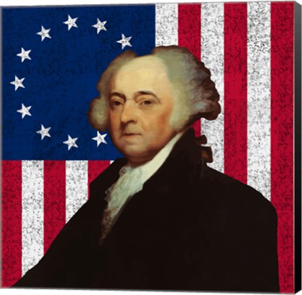 Framed John Adams Against the American Flag Print