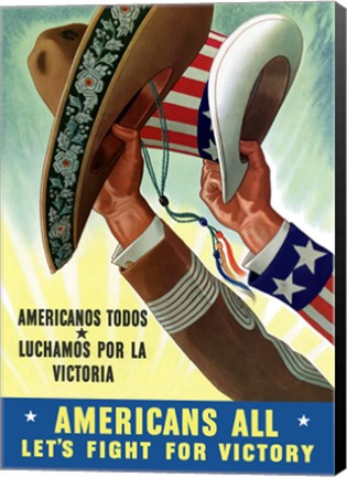 Framed American&#39;s All - Let&#39;s Fight for Victory Print