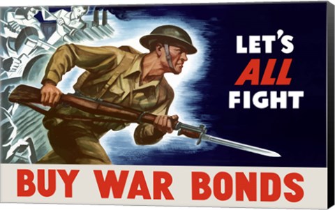 Framed Buy War Bonds - Let&#39;s All Fight Print