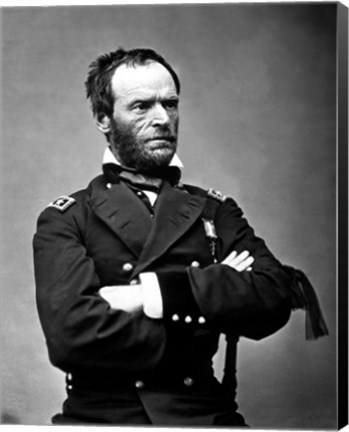 Framed Digitally Restored Vector Portrait of General Sherman Print