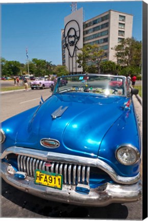 Framed Havana, Cuba, Classic cars in Revolution Square Print