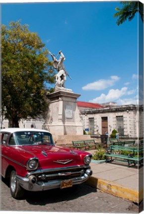 Framed 1957 Chevy car parked downtown, Mantanzas, Cuba Print