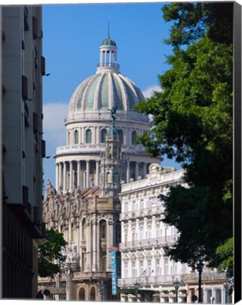 Framed Capitol building, Havana, UNESCO World Heritage site, Cuba Print