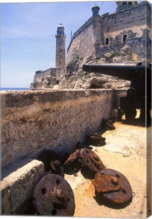 Framed Thick Stone Walls, El Morro Fortress, La Havana, Cuba Print