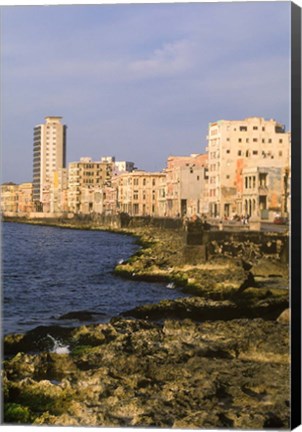 Framed Malecon, Waterfront in Old City of Havana, Cuba Print