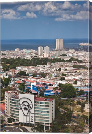 Framed Cuba, Havana, Building with Camilo Cienfuegos Print