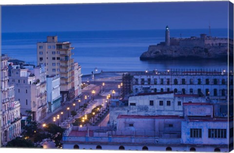 Framed Cuba, Havana, City view above Paseo de Marti, Dawn Print