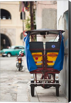 Framed Cuba, Havana, Havana Vieja, pedal taxi Print