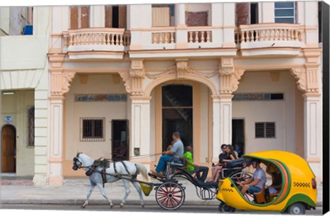 Framed Horse cart, historic center, Havana, UNESCO World Heritage site, Cuba Print