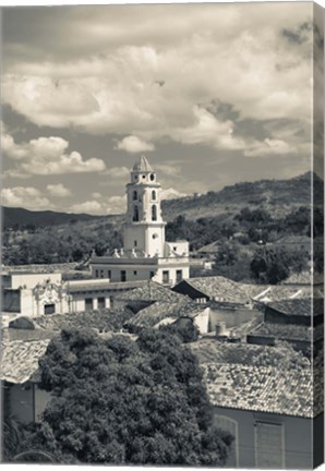 Framed Cuba, Sancti Spiritus, Trinidad, town view (black and white) Print