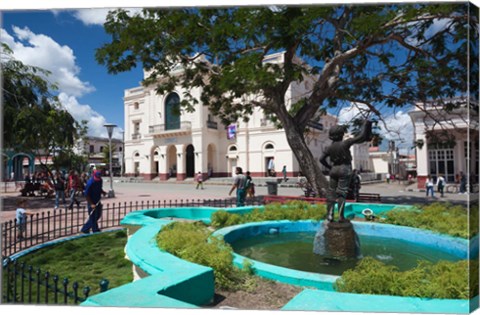 Framed Cuba, Santa Clara, Parque Vidal, Teatro La Caridad Print