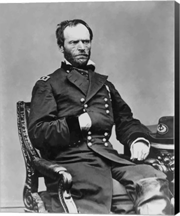 Framed Digitally Restored Vector Portrait of General Sherman Print