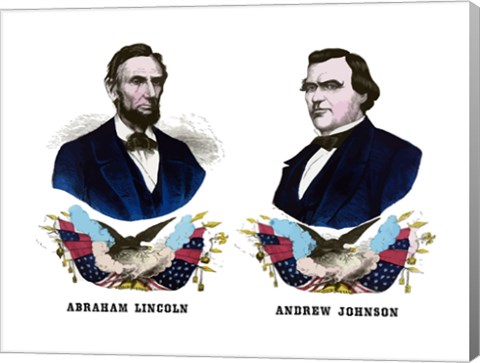 Framed Campaign Poster of Abraham Lincoln and Andrew Johnson Print