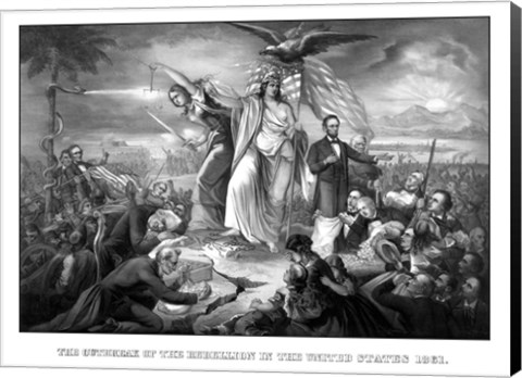 Framed Lady Liberty During the Outbreak of War Print