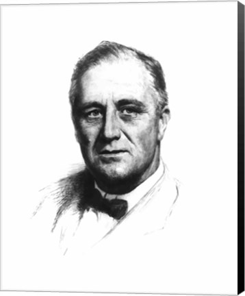 Framed Vector Sketch of Franklin Delano Roosevelt Print