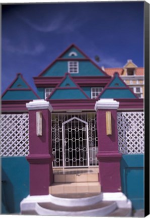 Framed Colorful Buildings and Detail, Willemstad, Curacao, Caribbean Print