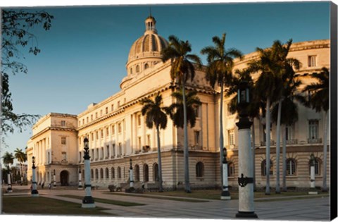 Framed Cuba, Havana, Capitol Building, sunset Print