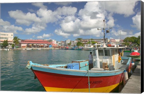 Framed Fish Sellers at the Waterfront, Grande Terre, Guadaloupe, Caribbean Print