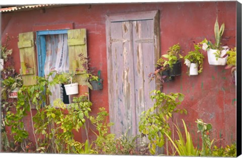 Framed Fisherman&#39;s House on Malendure Beach, Basse-Terre, Guadaloupe, Caribbean Print